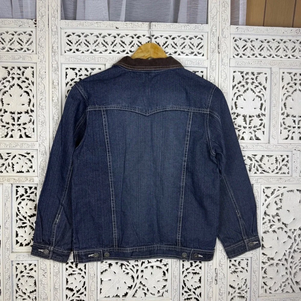 Gymboree Denim‎ Jacket Corduroy Collar Sz Kids Large Retro Style Boho Trucker
